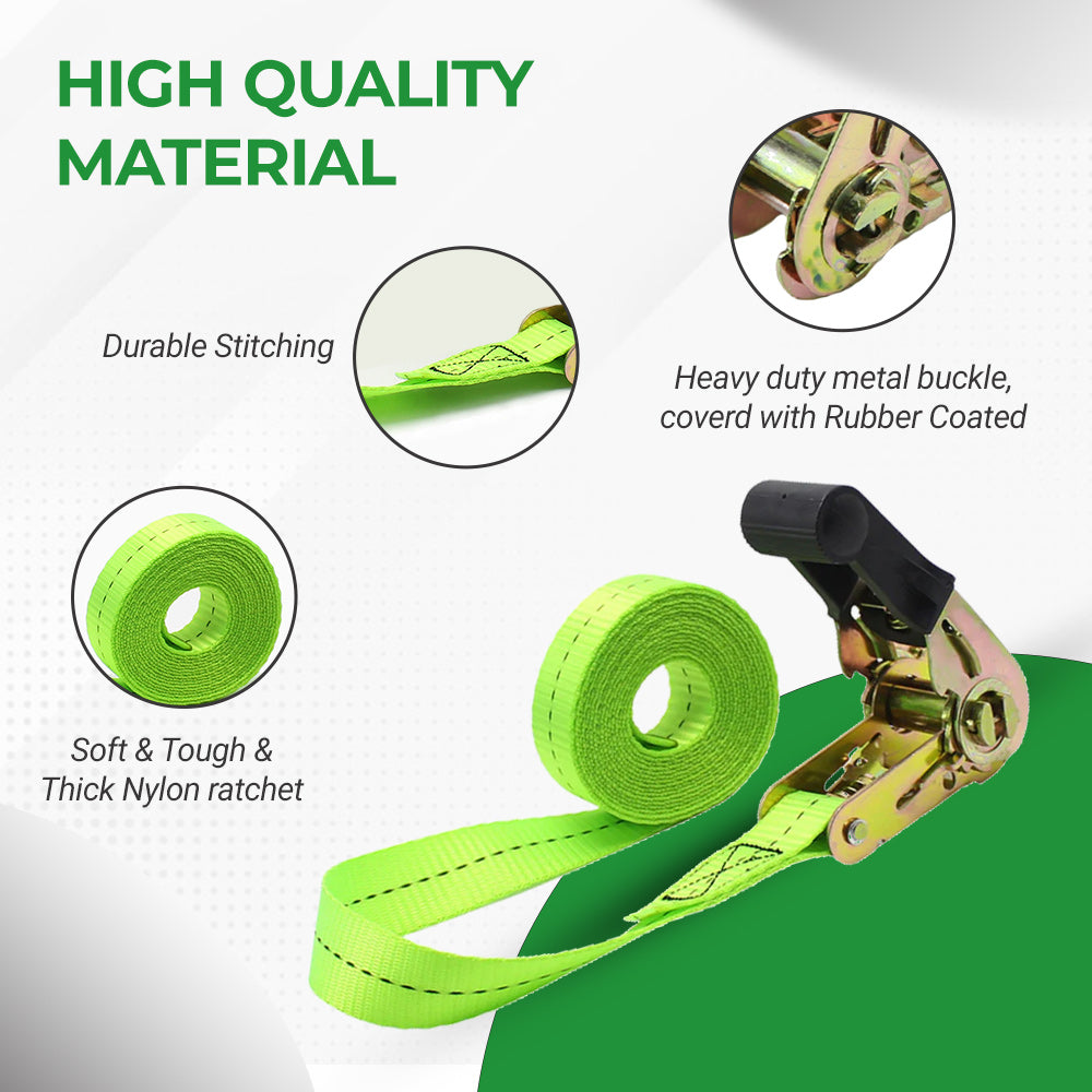 Green Ratchet Tie-Down Straps for Kayaking