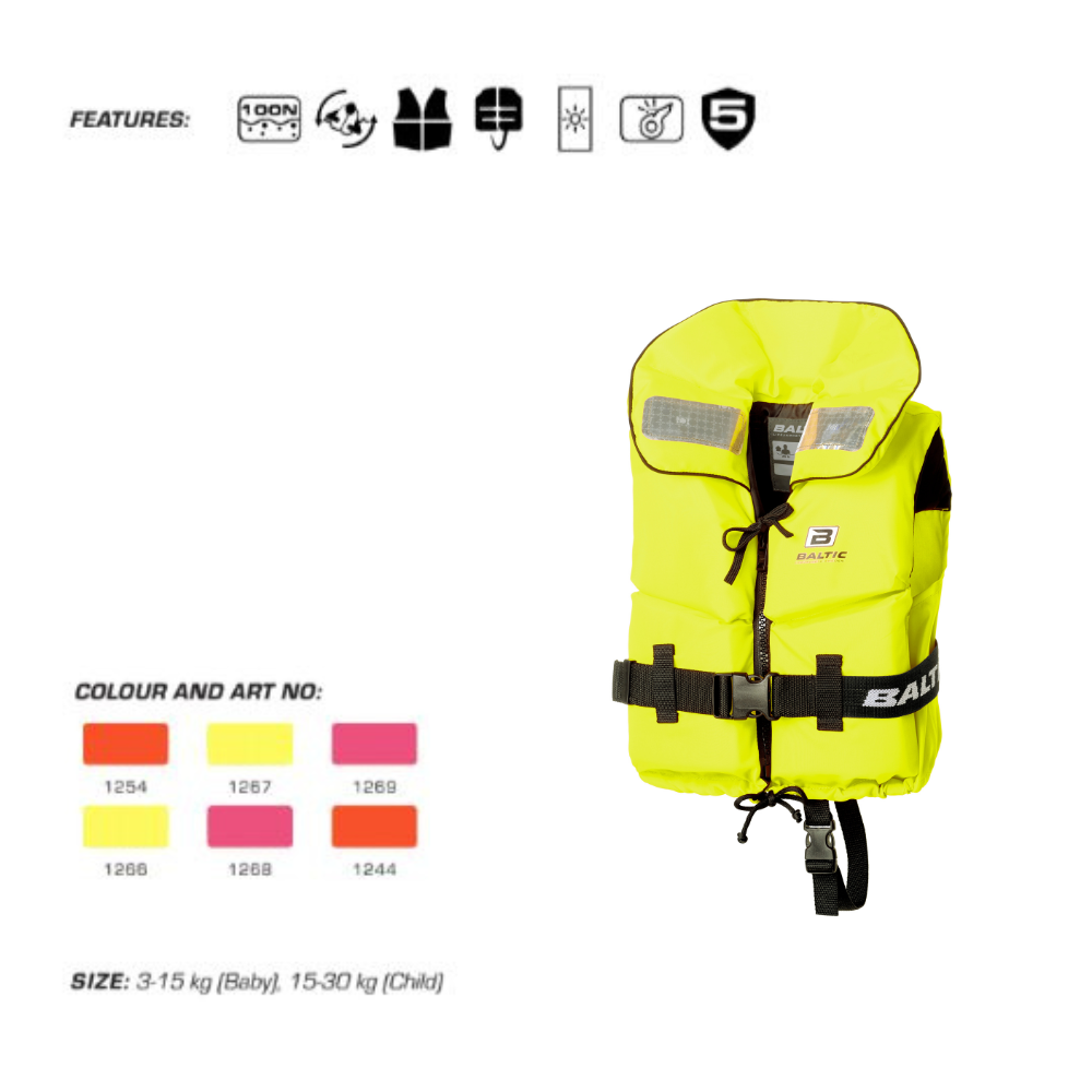 Split Front Lifejacket Yellow Baby and Child Sizes